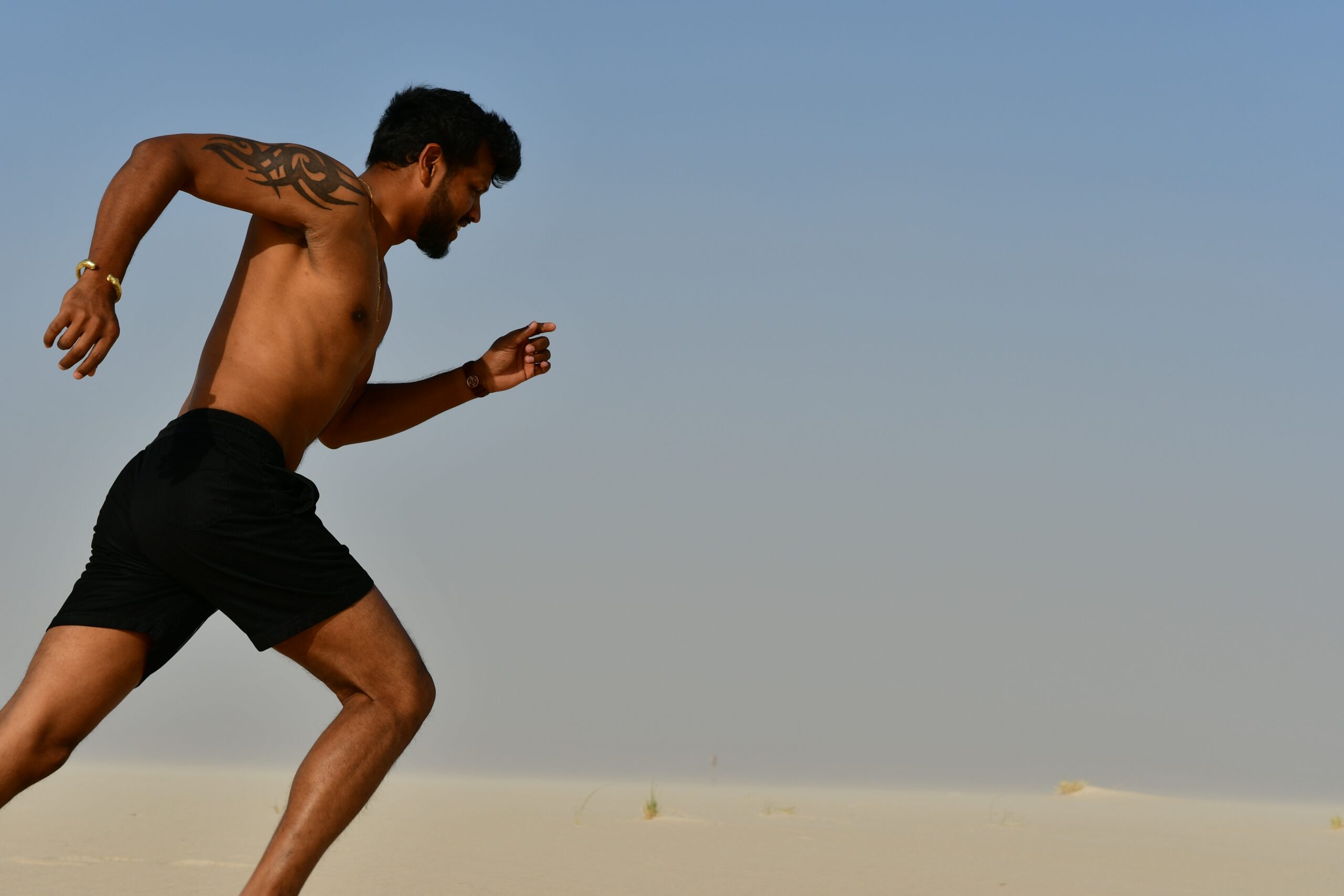 man running in the desert