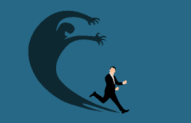 demon chasing a man 