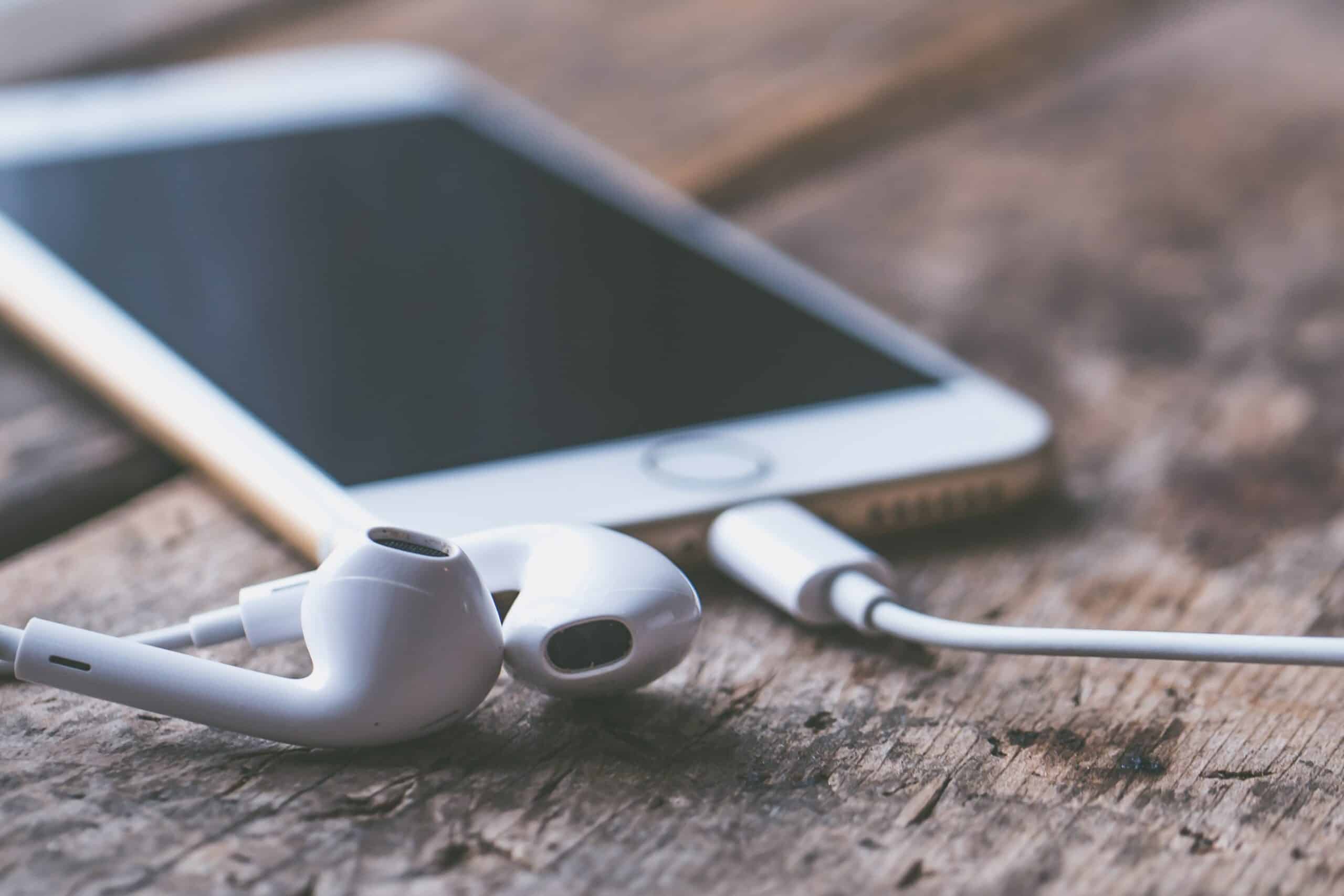 woman listening to song lyrics