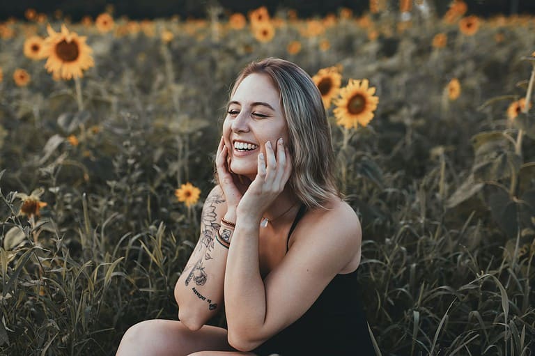woman picking flowers