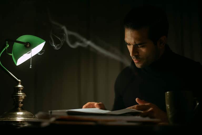 man sitting at library