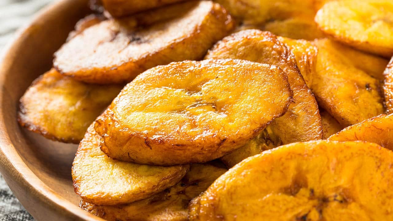 Homemade Yellow Fried Plantains in a Bowl
