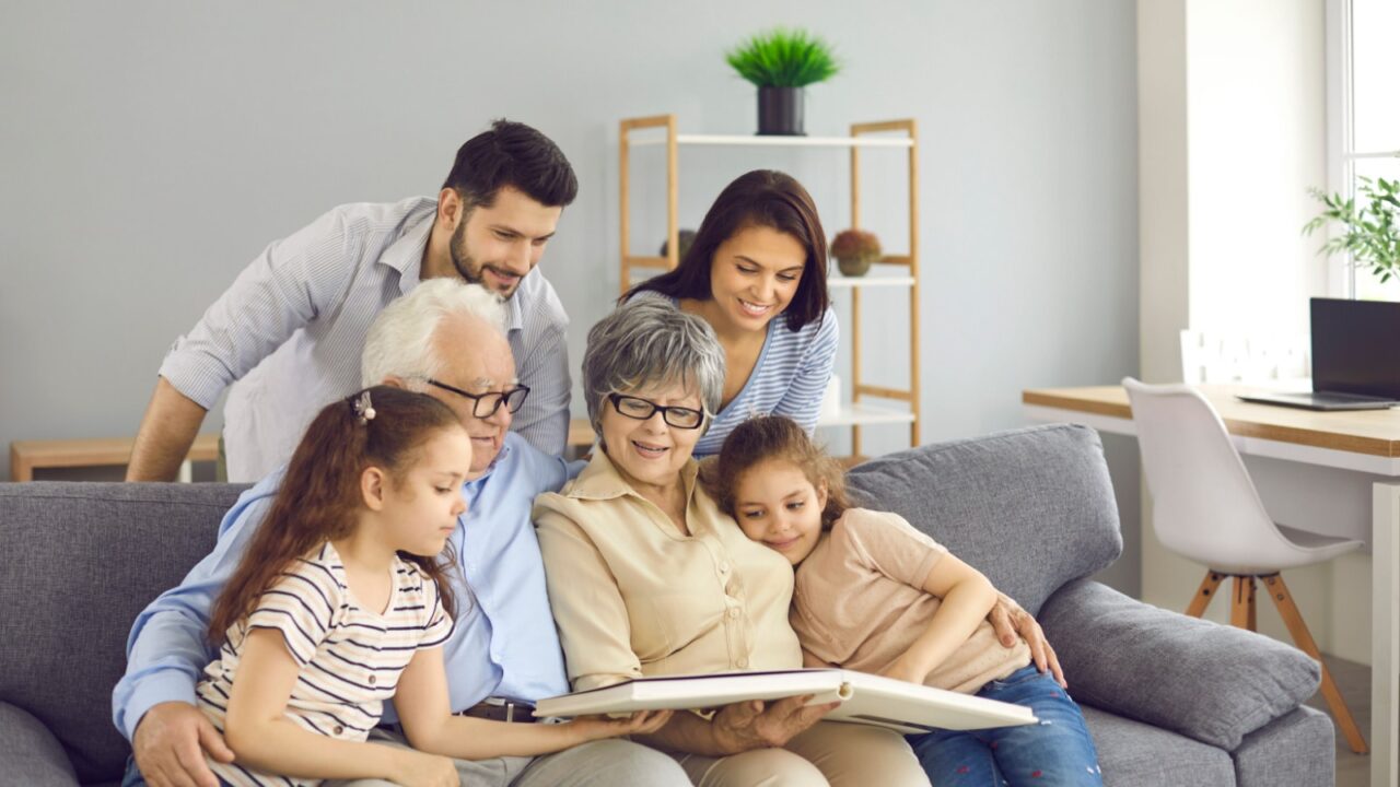 happy family reading together