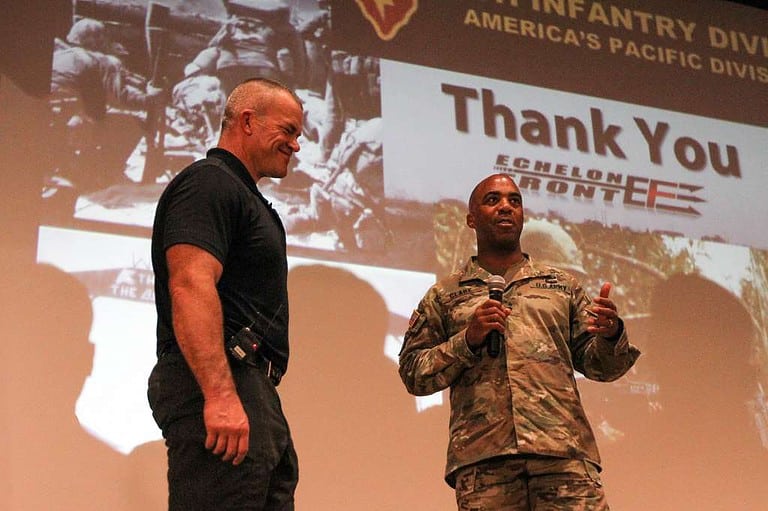 jocko willink speaking on stage