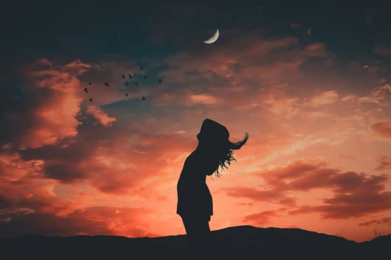 woman staring at the sky