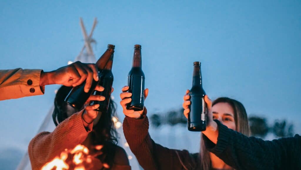 group of friends drinking beer