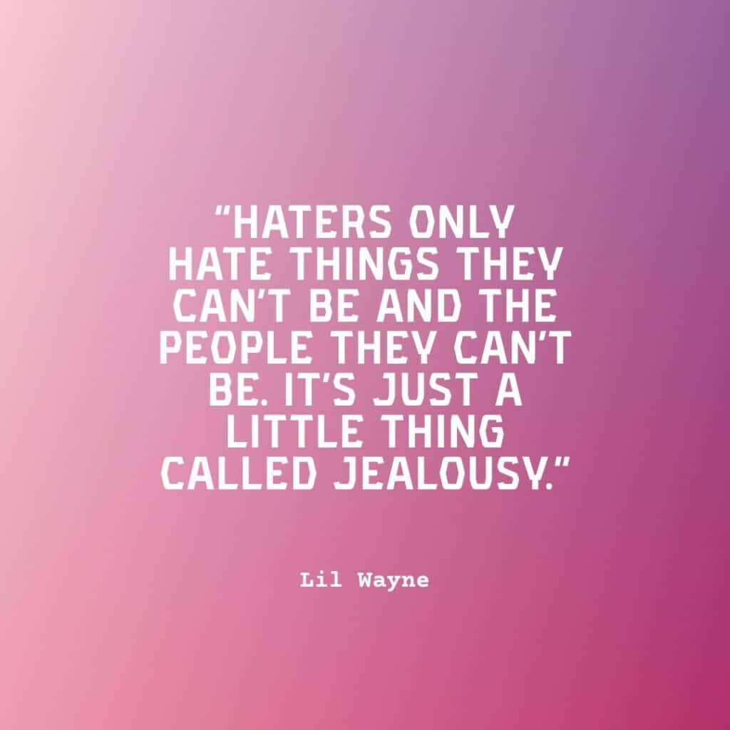 haters quote on pink wall