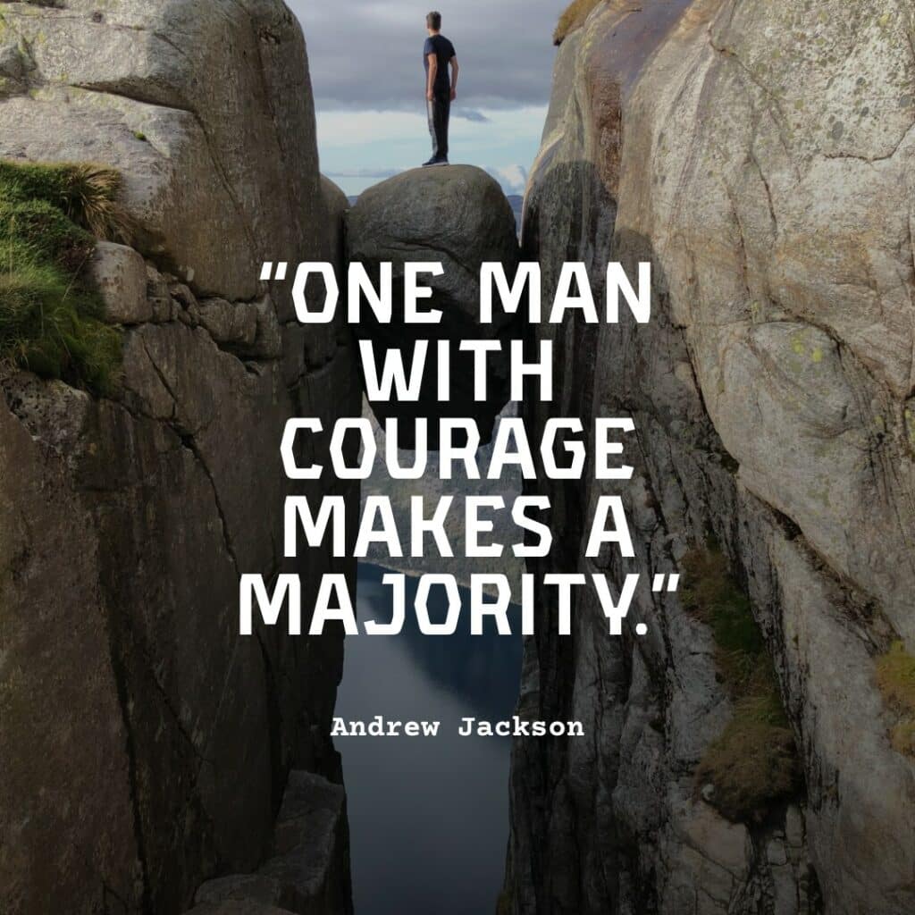 man standing on rock
