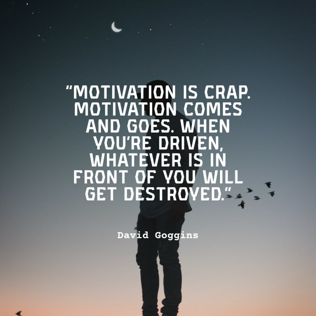 man reading david goggins quote