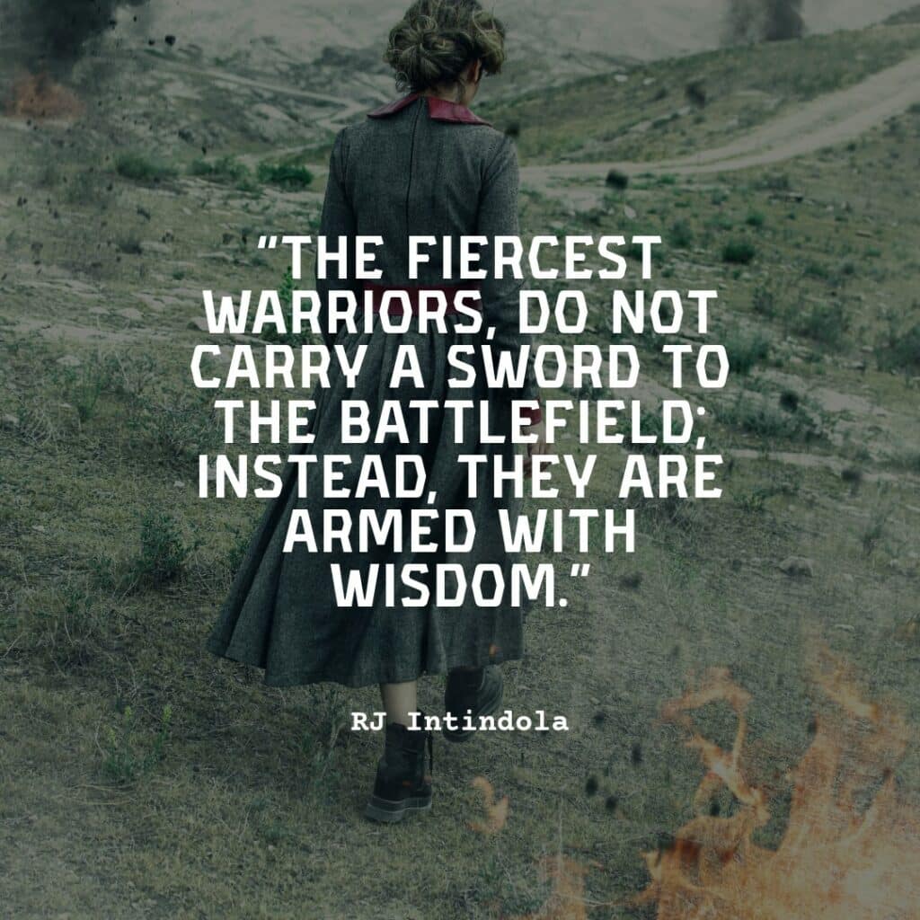 warrior walking in field