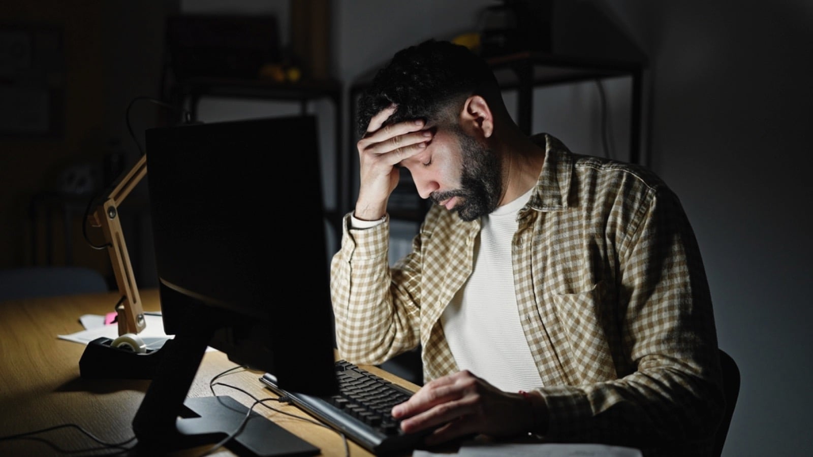 Depressed man applying for jobs