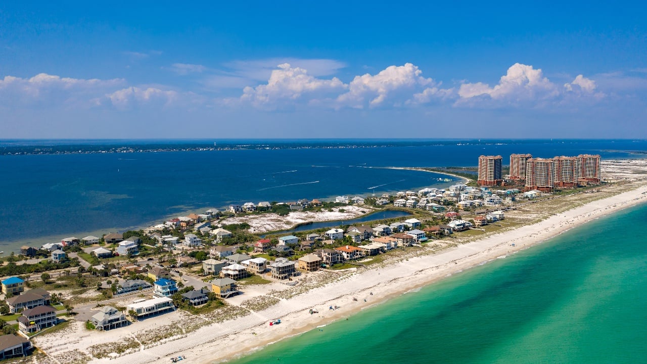 City of Pensacola, Florida surrounded by beautiful blue waters