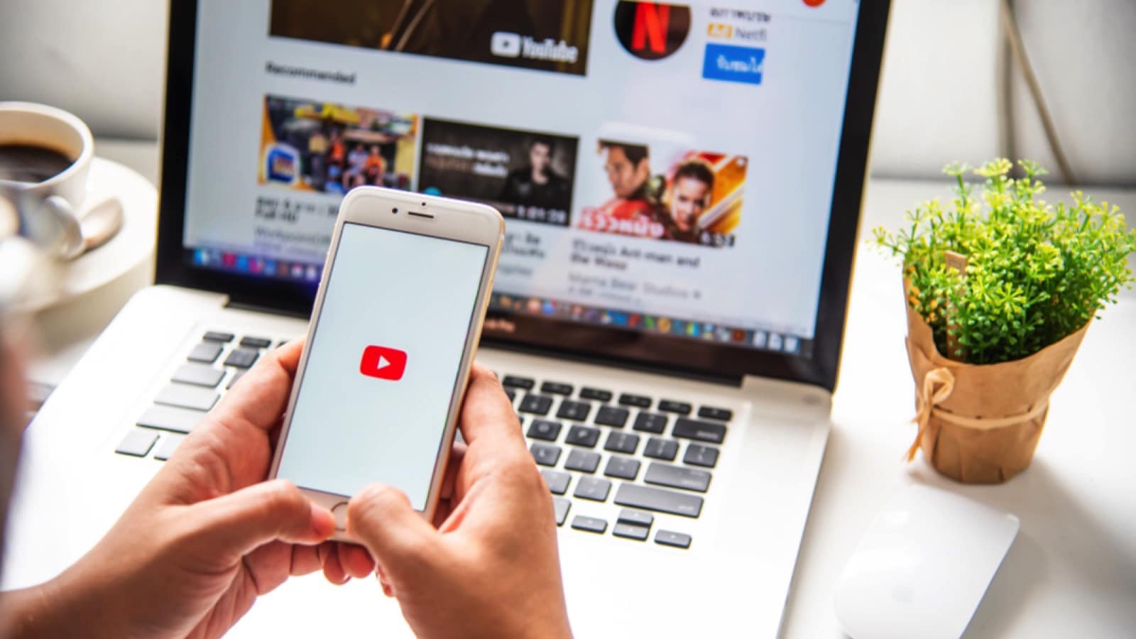 Man learning from youtube