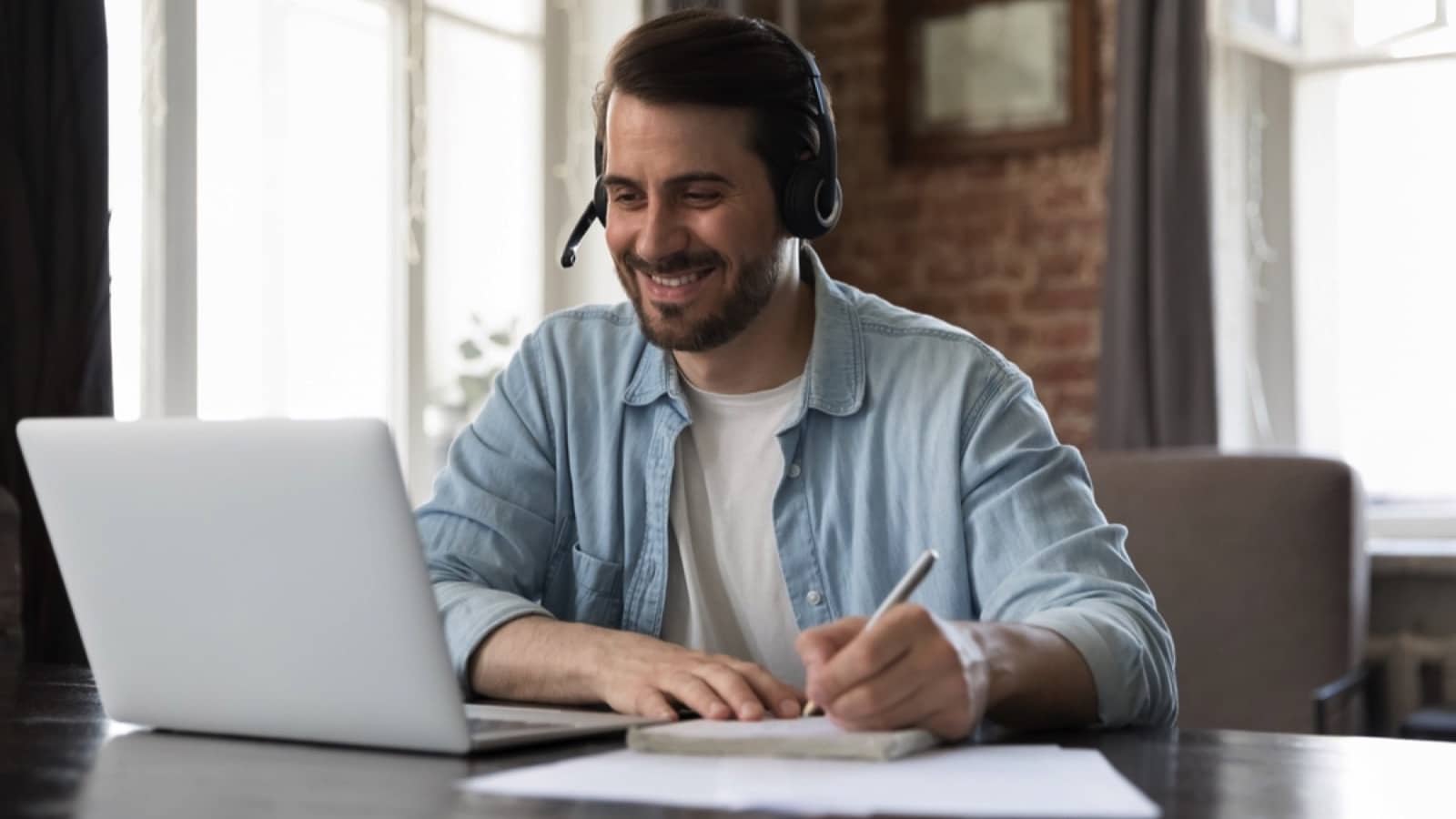Man learning new skill