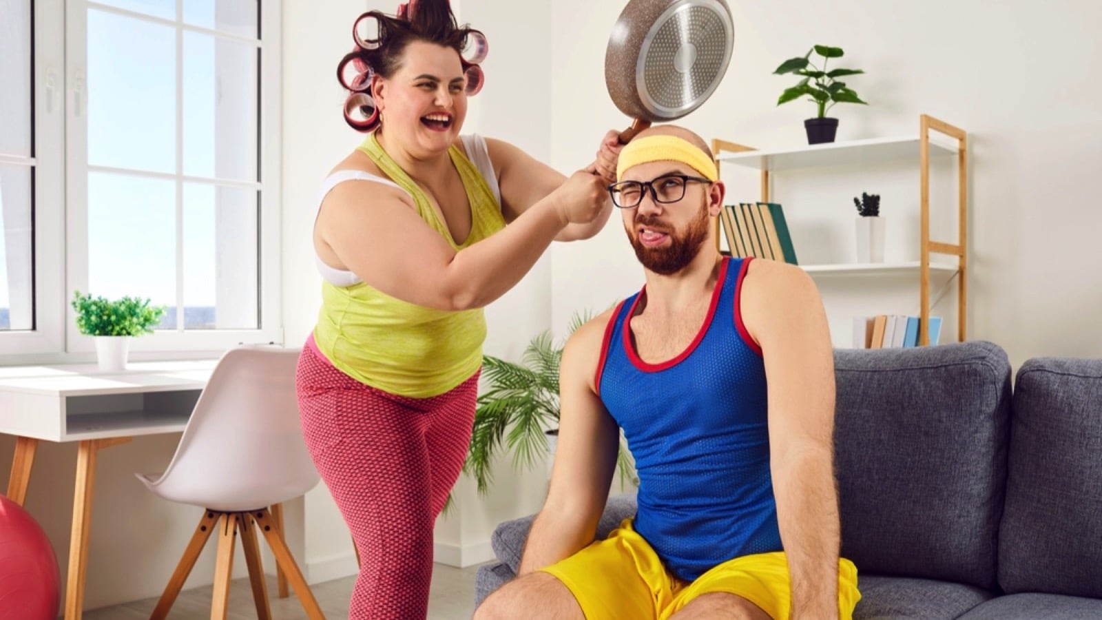 Wife hitting on husbands head