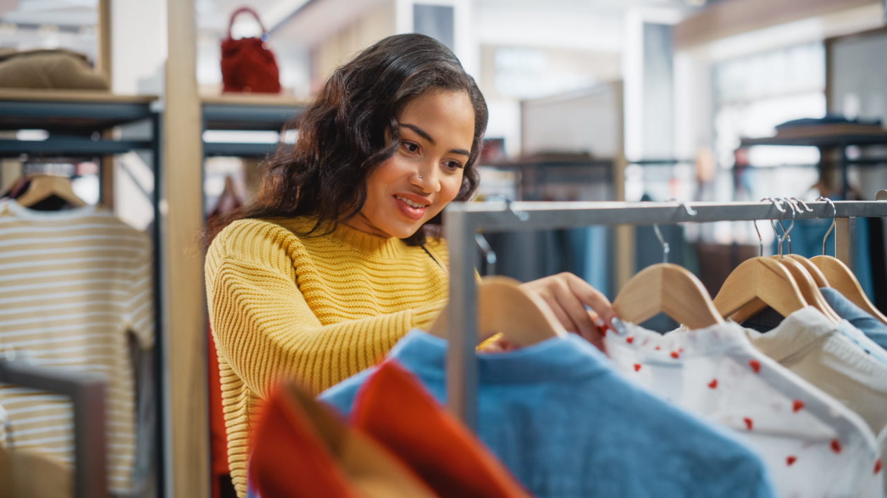 Female Customer Shopping in Clothing Store
