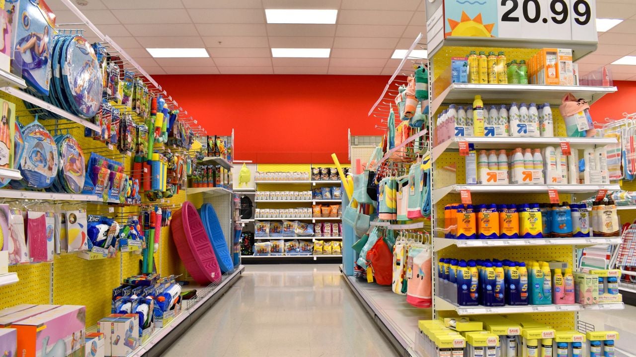 A summertime-themed shopping aisle in a Target store.