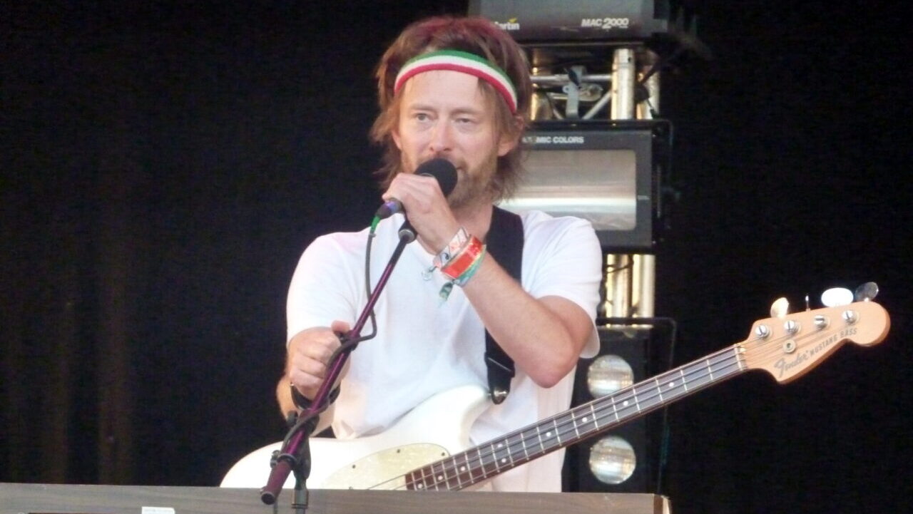 Thom Yorke performing live at Glastonbury Festival in 2010.