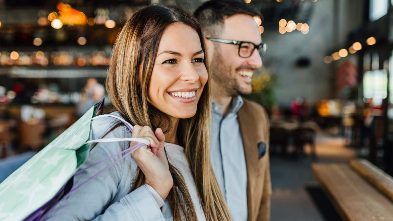 Young couple shopping close-up