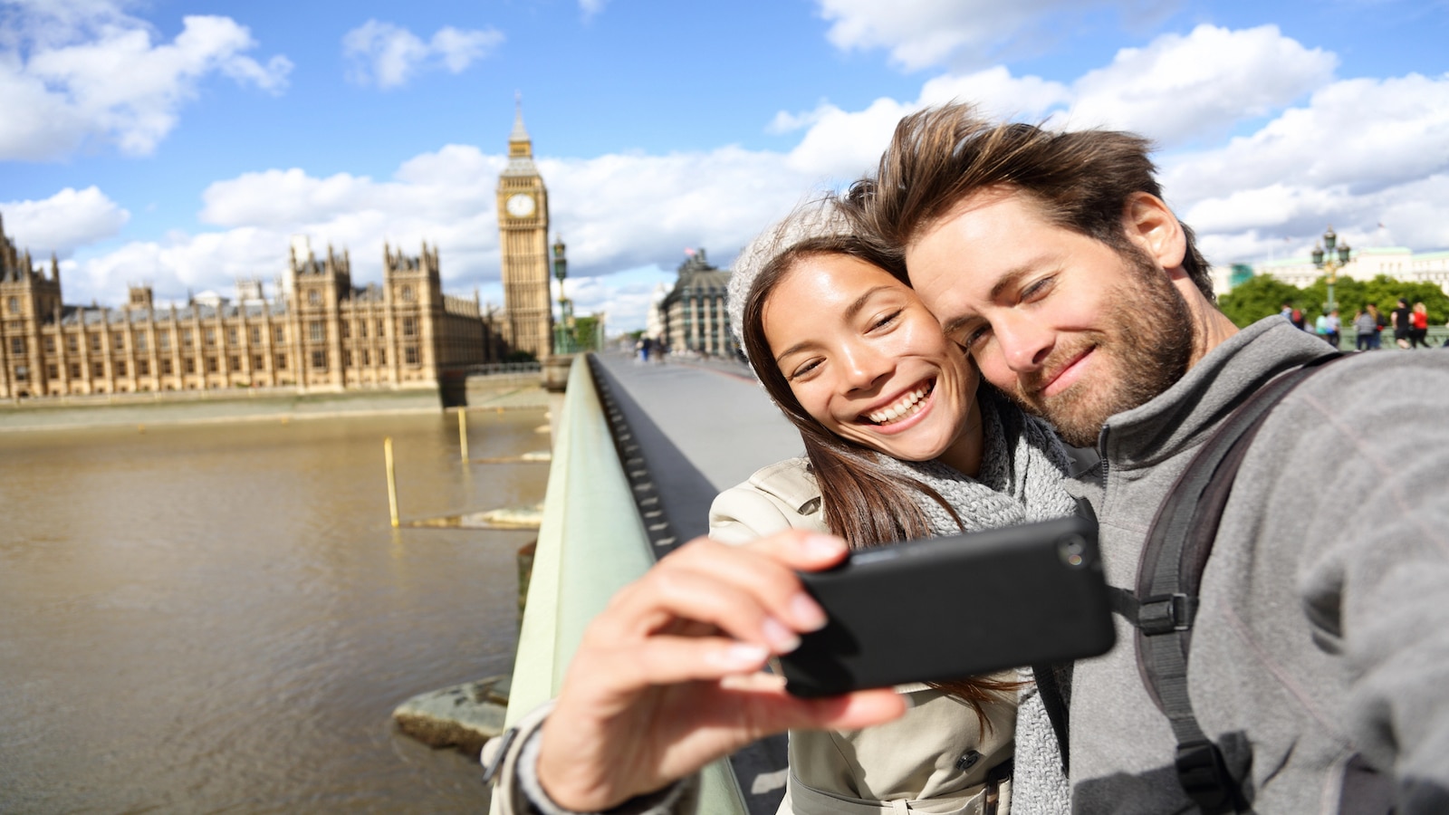 Couple taking picture on vacation.