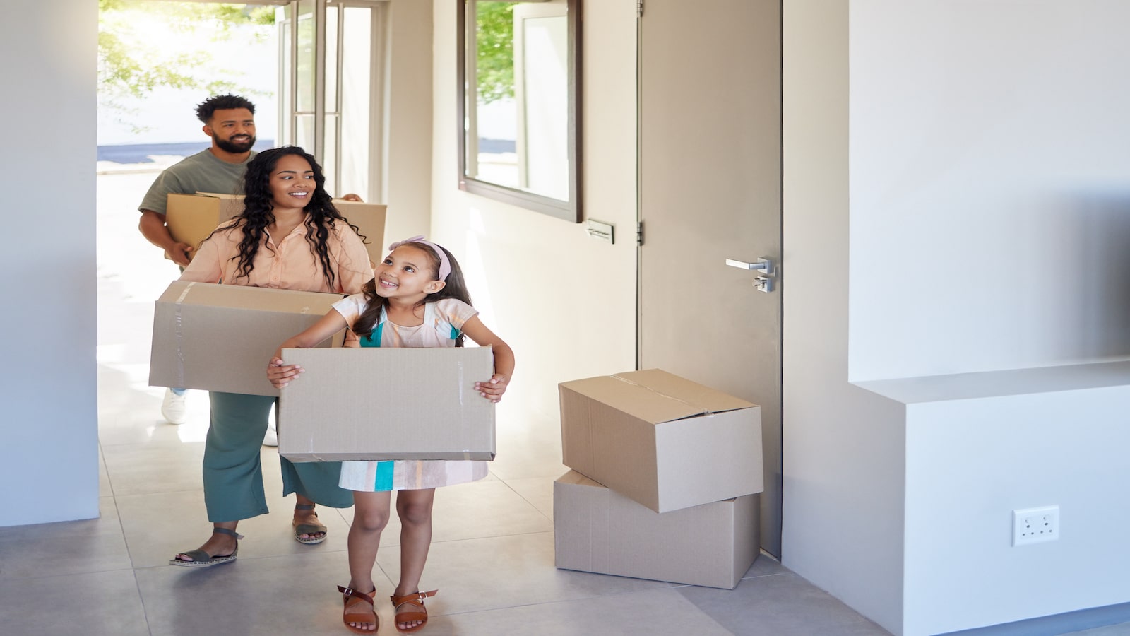 Family moving into new home.