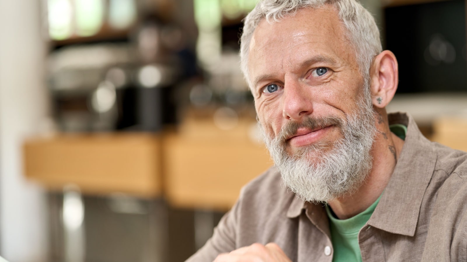 Middle aged man smiling close up