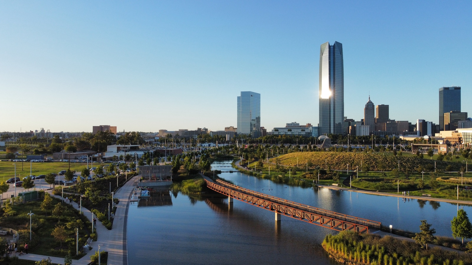 Oklahoma City skyline scissortail Park.