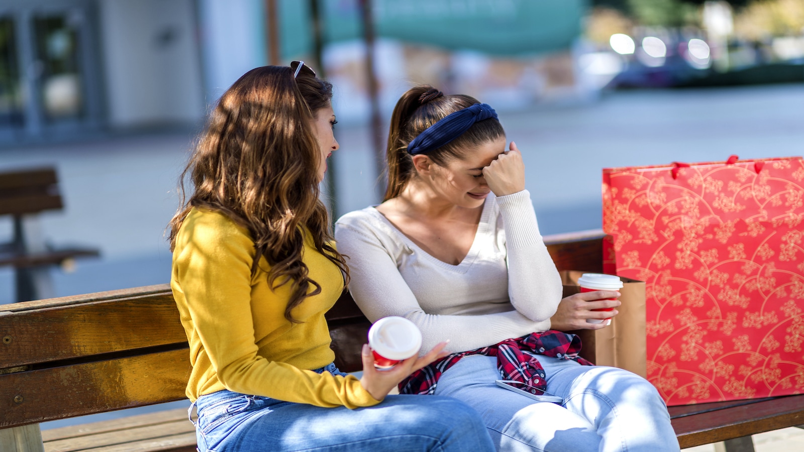 woman caring supporting friend low self-esteem depressed.
