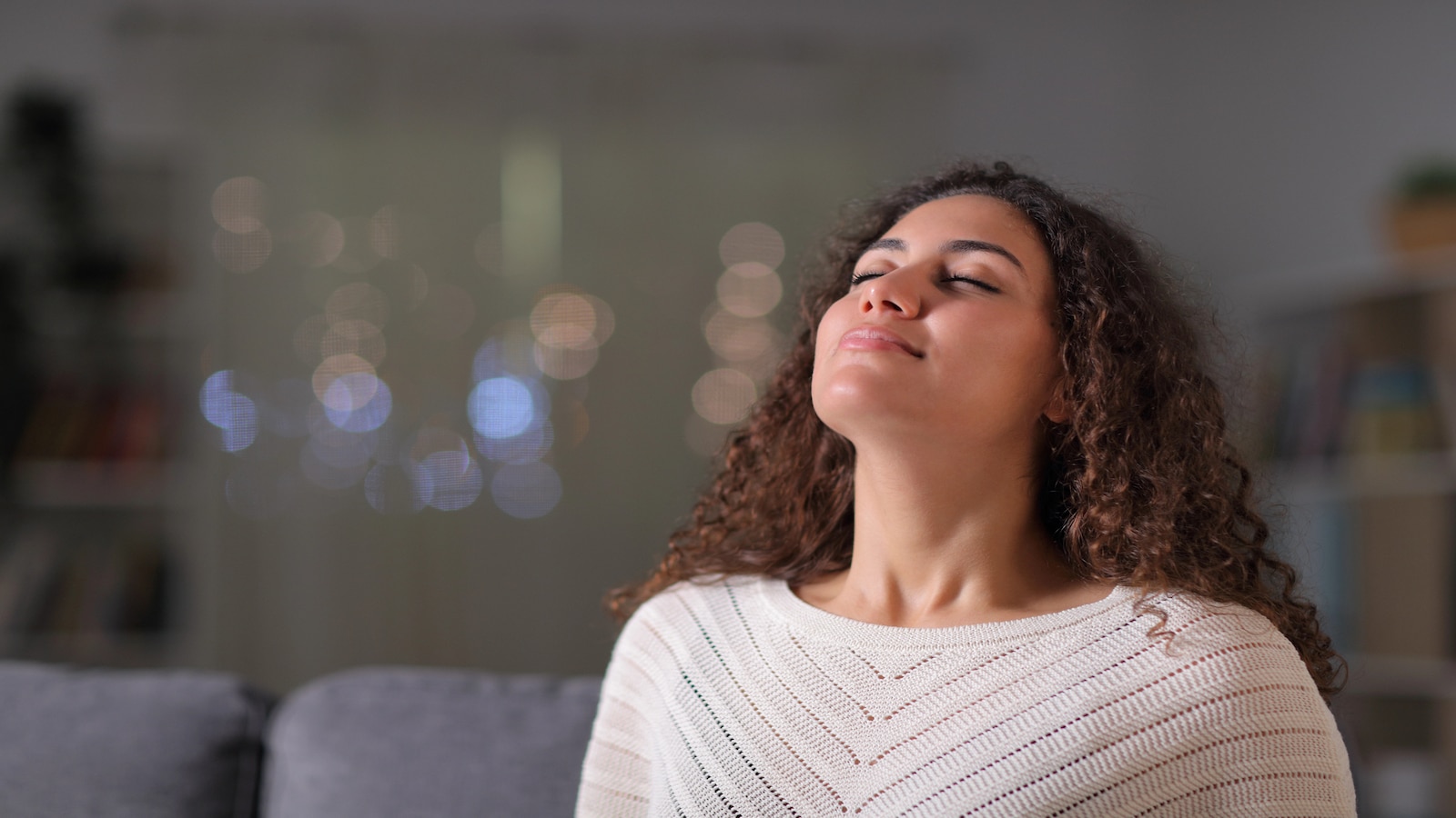 Woman meditating relaxing.