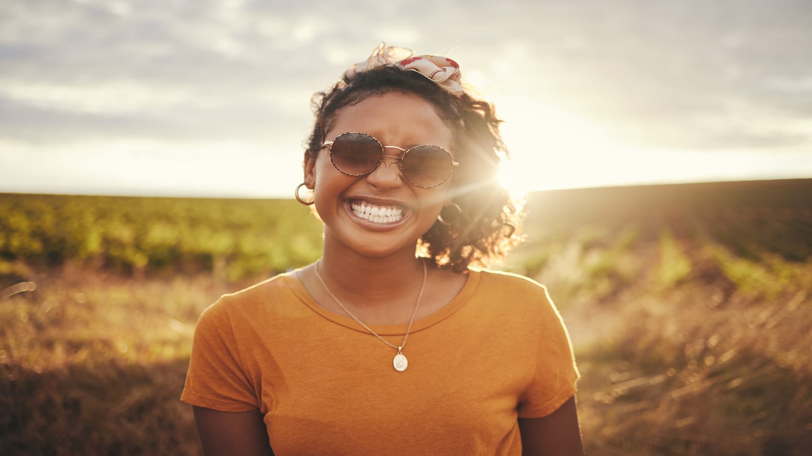 woman smiling texas desert.