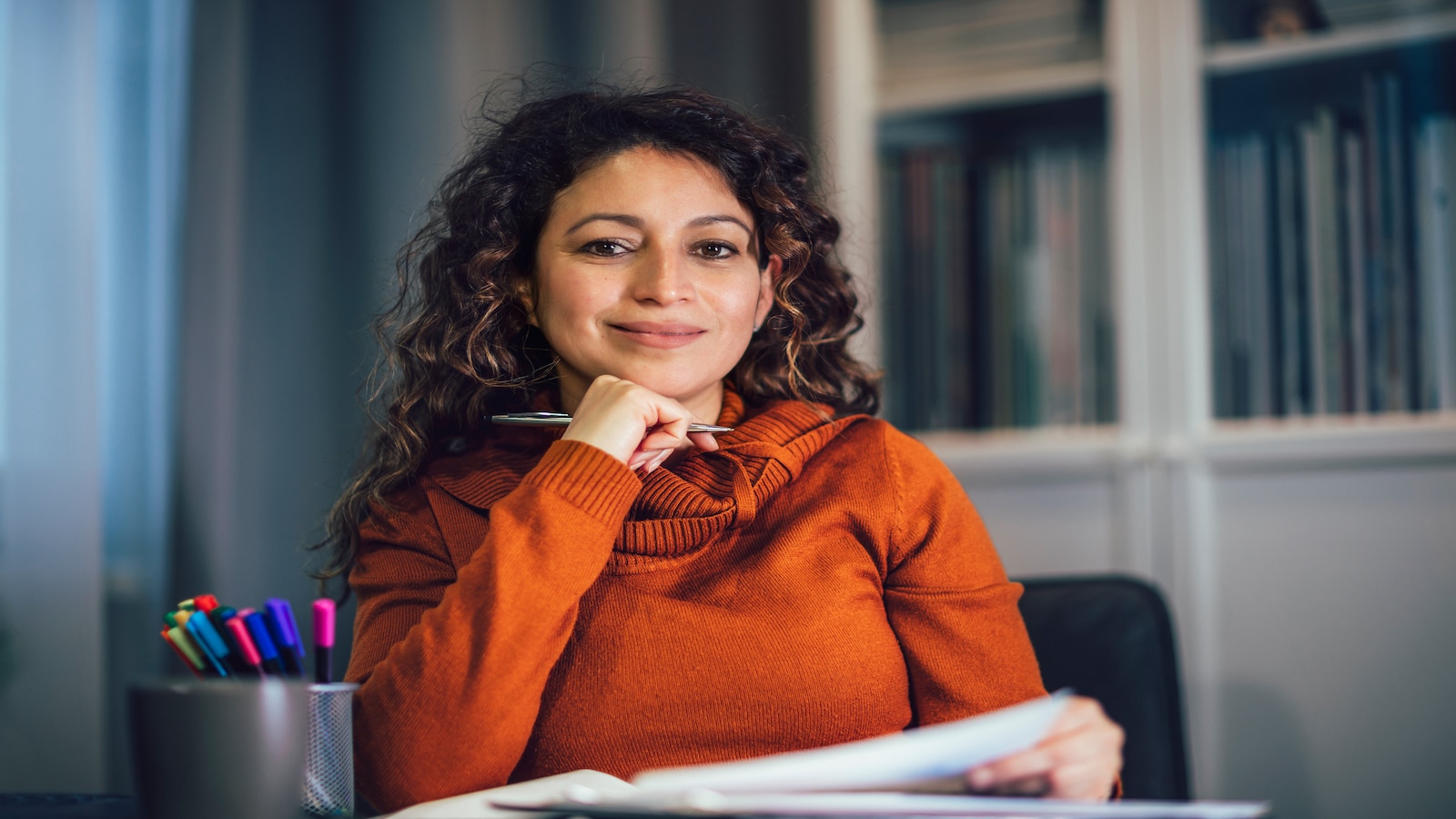 woman working on budget.
