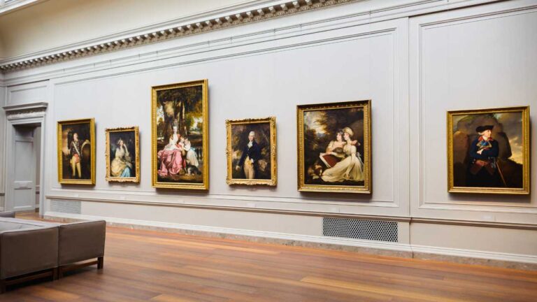 WASHINGTON, USA - SEP 24, 2015: Interior of the National Gallery of Art, a national art museum in Washington, D.C., National Mall, between 3rd and 9th Streets, at Constitution Avenue NW.