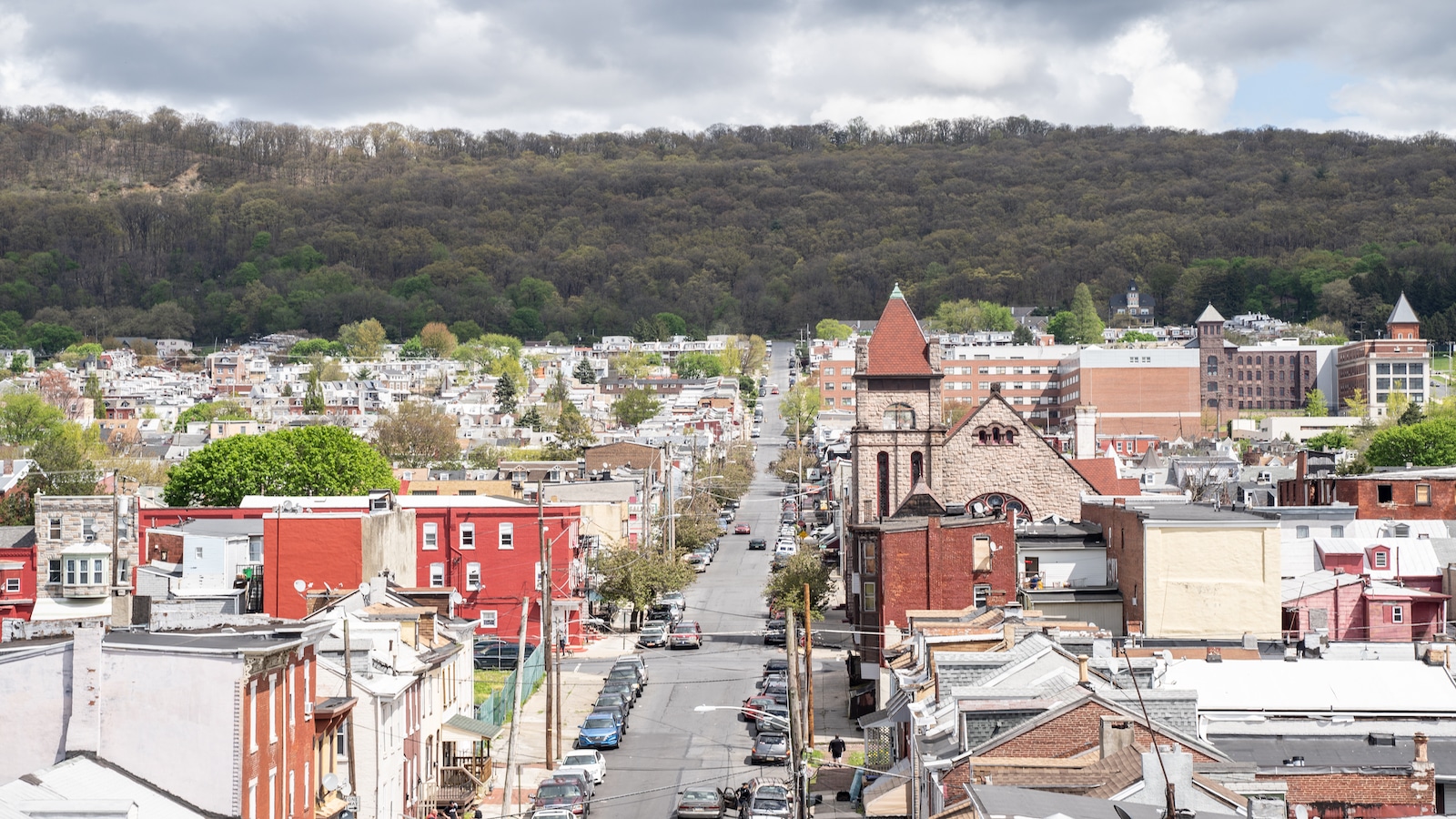 Aerial view of Reading Pennsylvania.