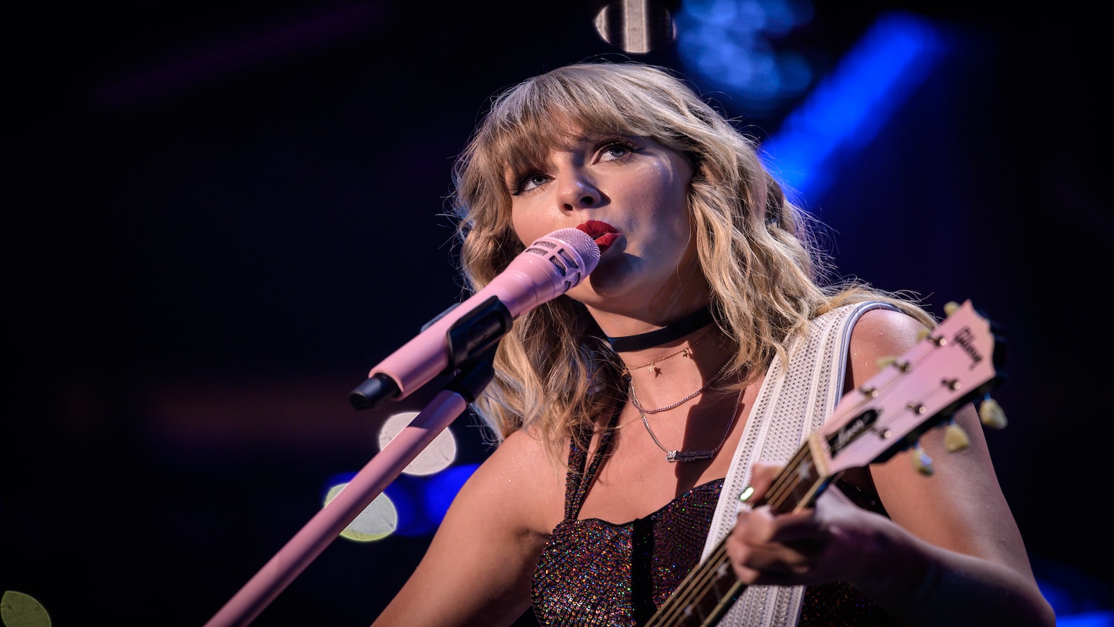 New York, NY, USA - December 13, 2019: Taylor Swift performs at the 2019 Z100 Jingle Ball at Madison Square Garden.