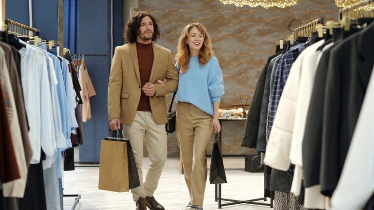 Man and woman shopping