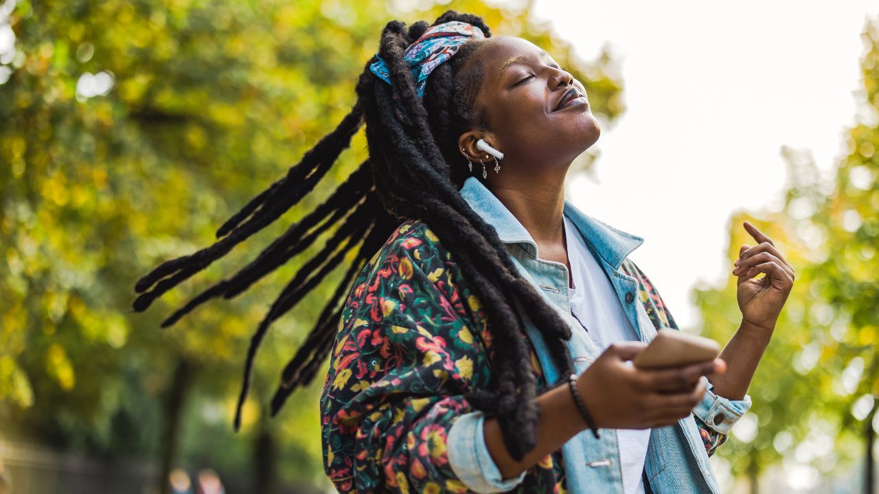 Woman listening to music