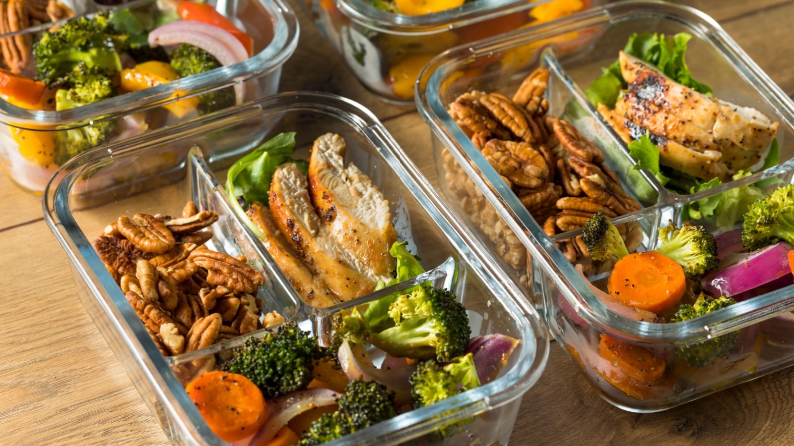 Homemade Keto Chicken Meal Prep with Veggies in a Container.