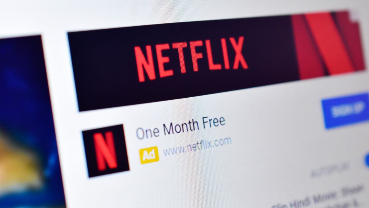 closeup of netflix logo on web browser
