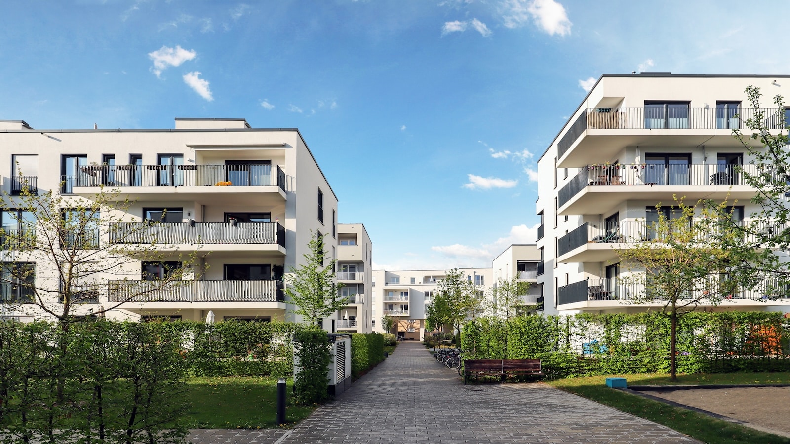 urban apartment building with nice landscape.