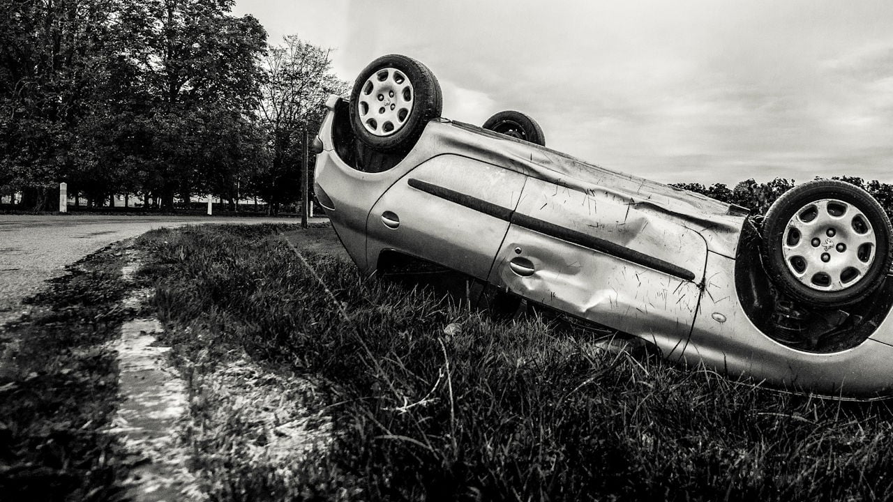 Car on its roof