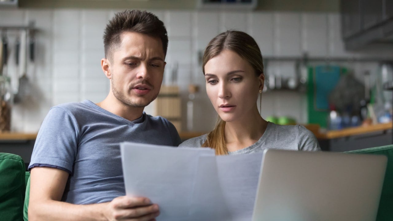 Couple reading contract