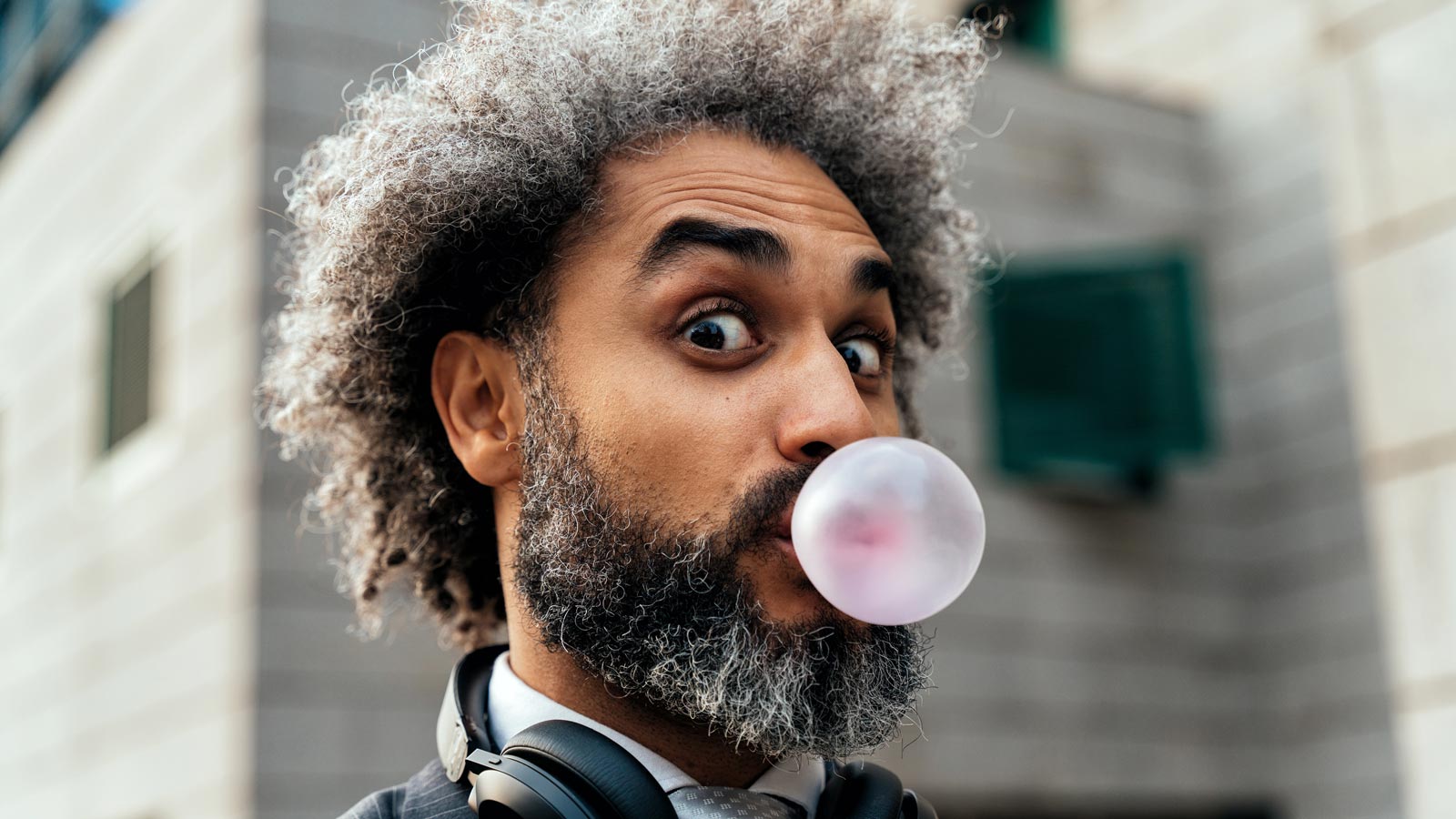 man chewing gum