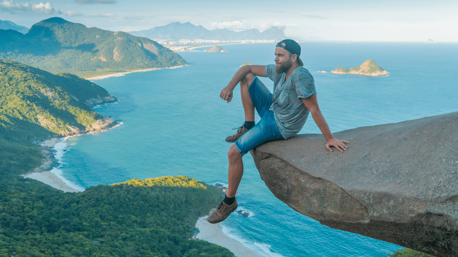 A man on the edge of the abyss Rio de Janeiro. Brazil, facing a fear.
