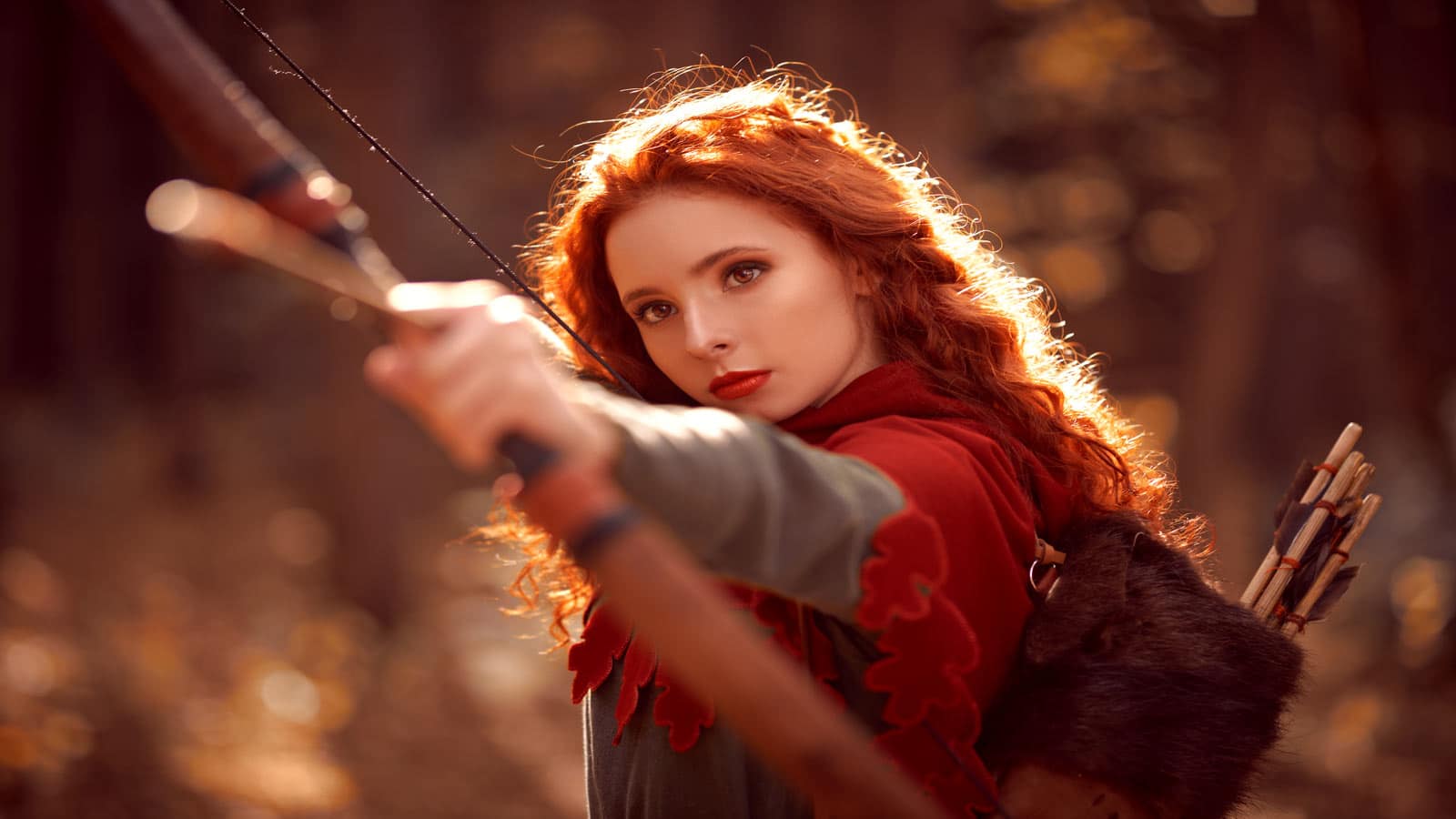 woman huntress bow arrow
