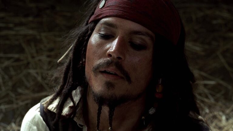 Johnny Depp in Pirates of the Caribbean: The Curse of the Black Pearl (2003).