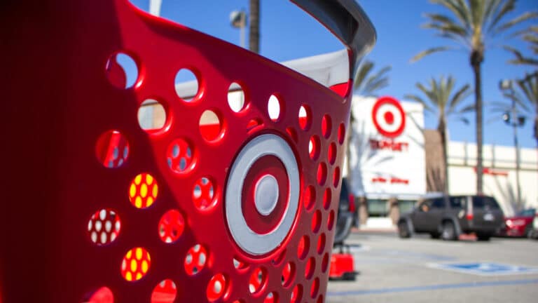 Close-up of a Target cart in the parking lot