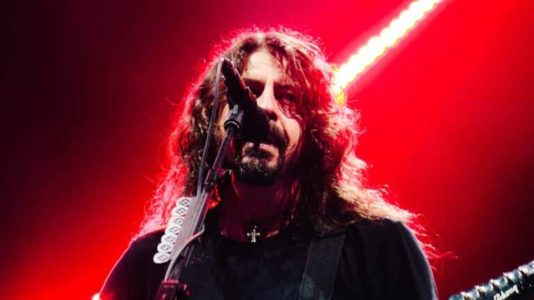 Foo Fighters frontman Dave Grohl performing live at FEQ July 2018.