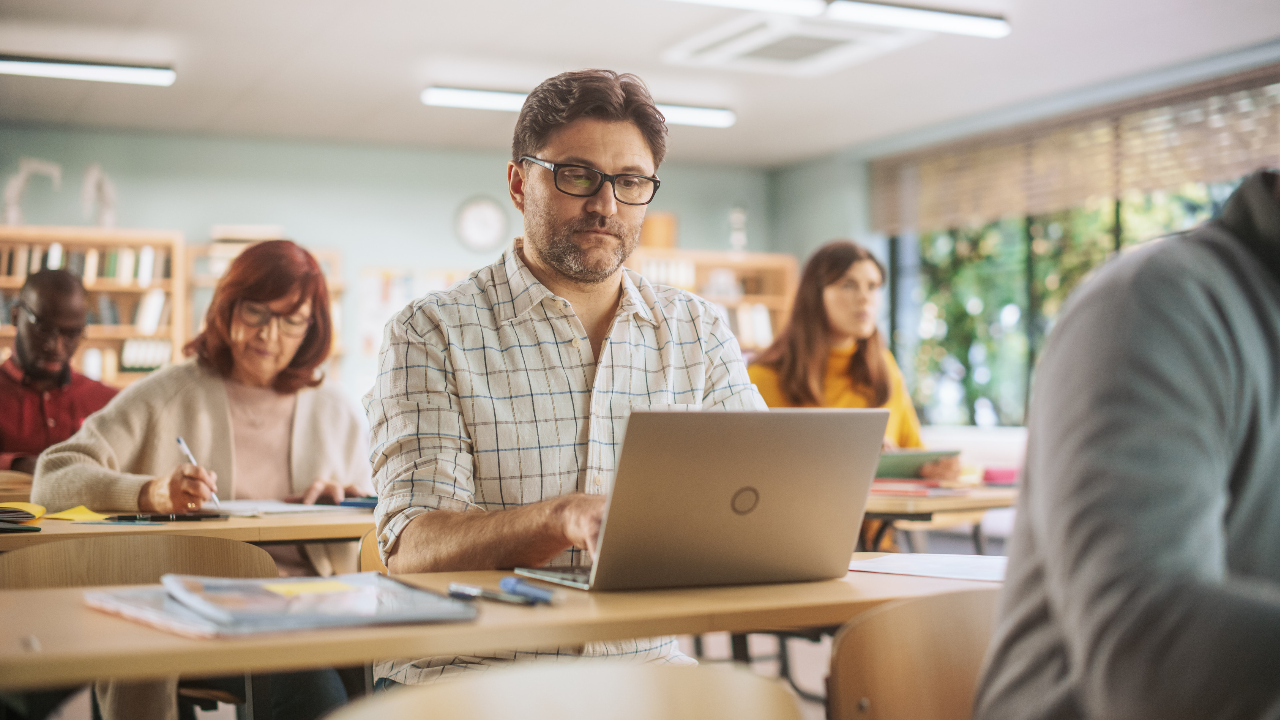 Adult learners in a classroom