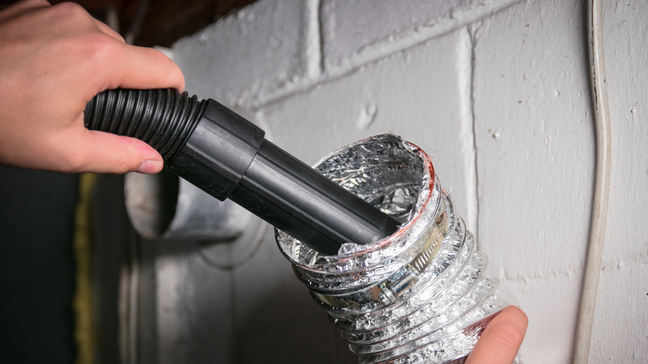 Vacuum cleaning a flexible aluminum dryer vent hose