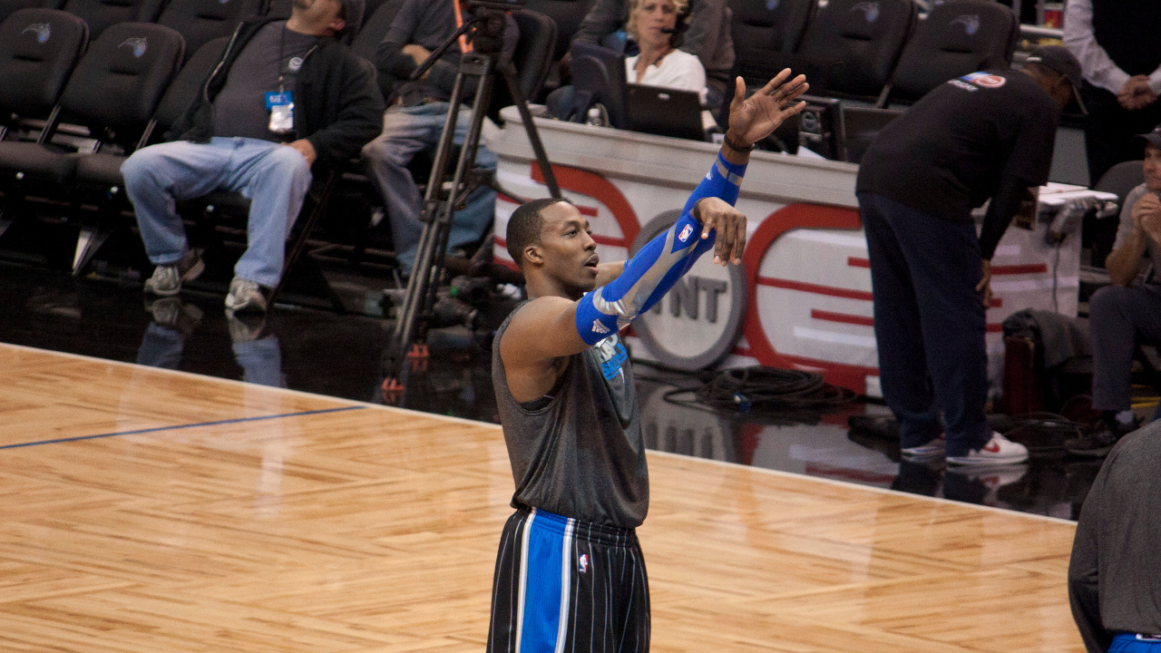 Dwight Howard of the Orlando Magic before a game against the Spurs.